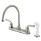 Kingston Brass 8" Centerset Kitchen Faucet with White Sprayer, Brushed Nickel KB728RXL - alternate 1